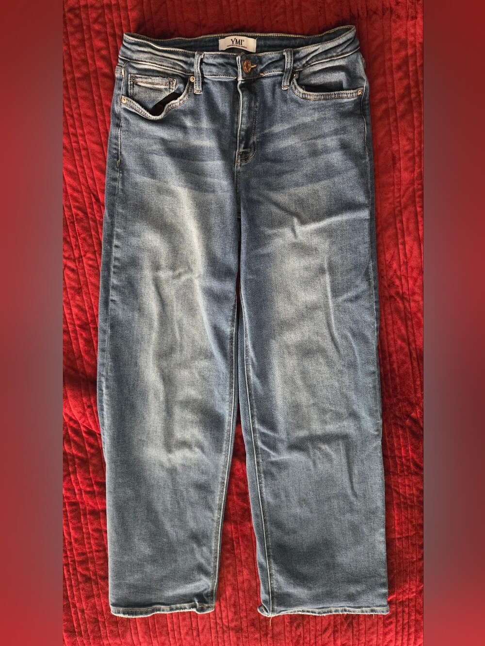 YMI Junior's Faded Blue Straight-Leg Jeans